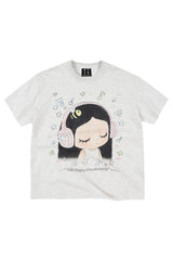 MEDM x Iria Mailbox Enjoy Music Logo Print Relaxed Slim Short Sleeve T-Shirt