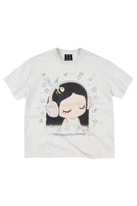 MEDM x Iria Mailbox Enjoy Music Logo Print Relaxed Slim Short Sleeve T-Shirt