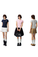 MEDM Fake Two-Piece Embroidered Women Tee