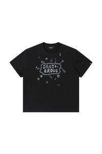 Dangerouspeople DSP Small‑D Note Metal Chain Loose Streetwear T‑Shirt