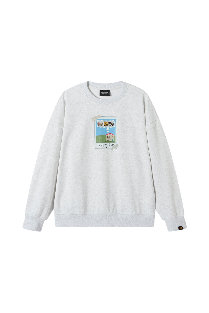 Dangerouspeople｜Velcro Patch Print Couple Drop Shoulder Sweatshirt