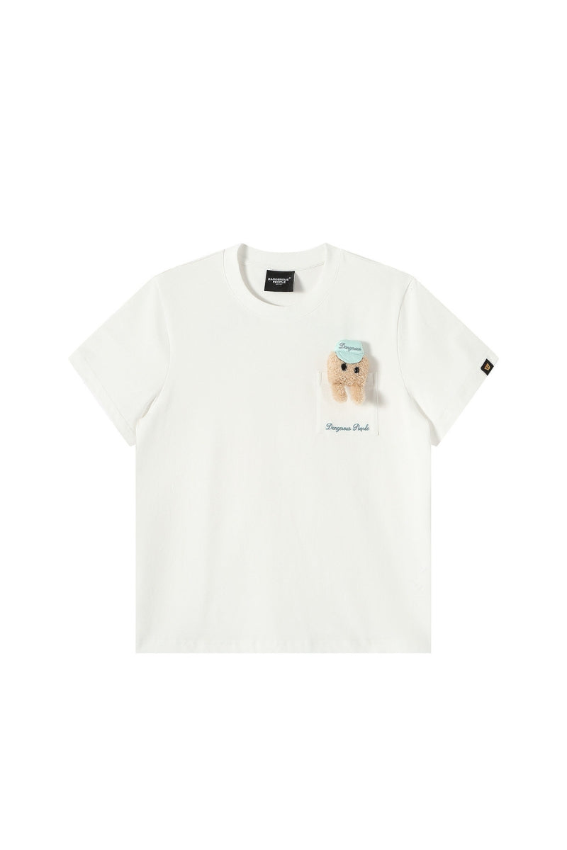 DangerousPeople DSP Detachable D‑Pocket Retro Street Loose Drop‑Shoulder T‑Shirt