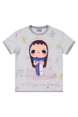 MEDM YUY Yu Contrast Trim Neck Cuff Women Cute Crew Neck T-Shirt