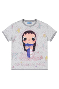 MEDM YUY Yu Contrast Trim Neck Cuff Women Cute Crew Neck T-Shirt