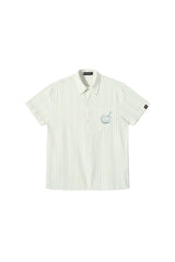 Dangerouspeople DSP｜Retro Music Cat Stripe Seersucker Short Sleeve Shirt