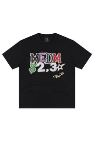 MEDM Jewel Letter Heat Set Print Sorona Cooling Sun Protection Couple Tee