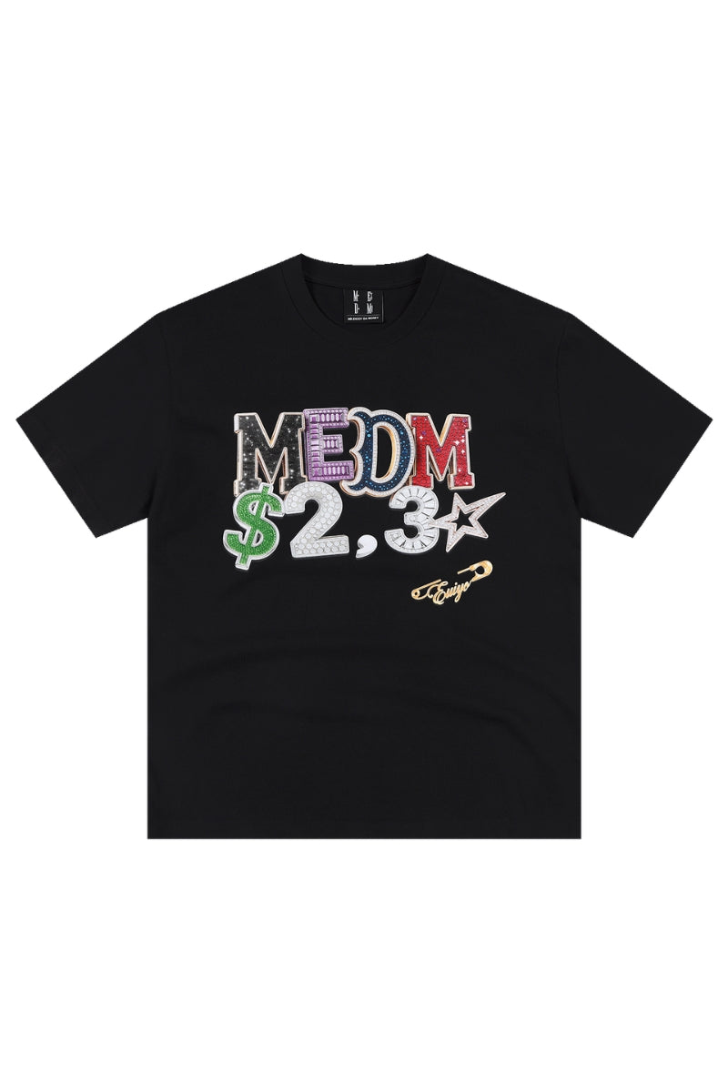MEDM Jewel Letter Heat Set Print Sorona Cooling Sun Protection Couple Tee