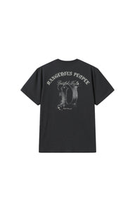 Dangerouspeople DSP Metallic D‑Letter Print T‑Shirt 100% Cotton Vintage Drop Shoulder Streetwear Tee