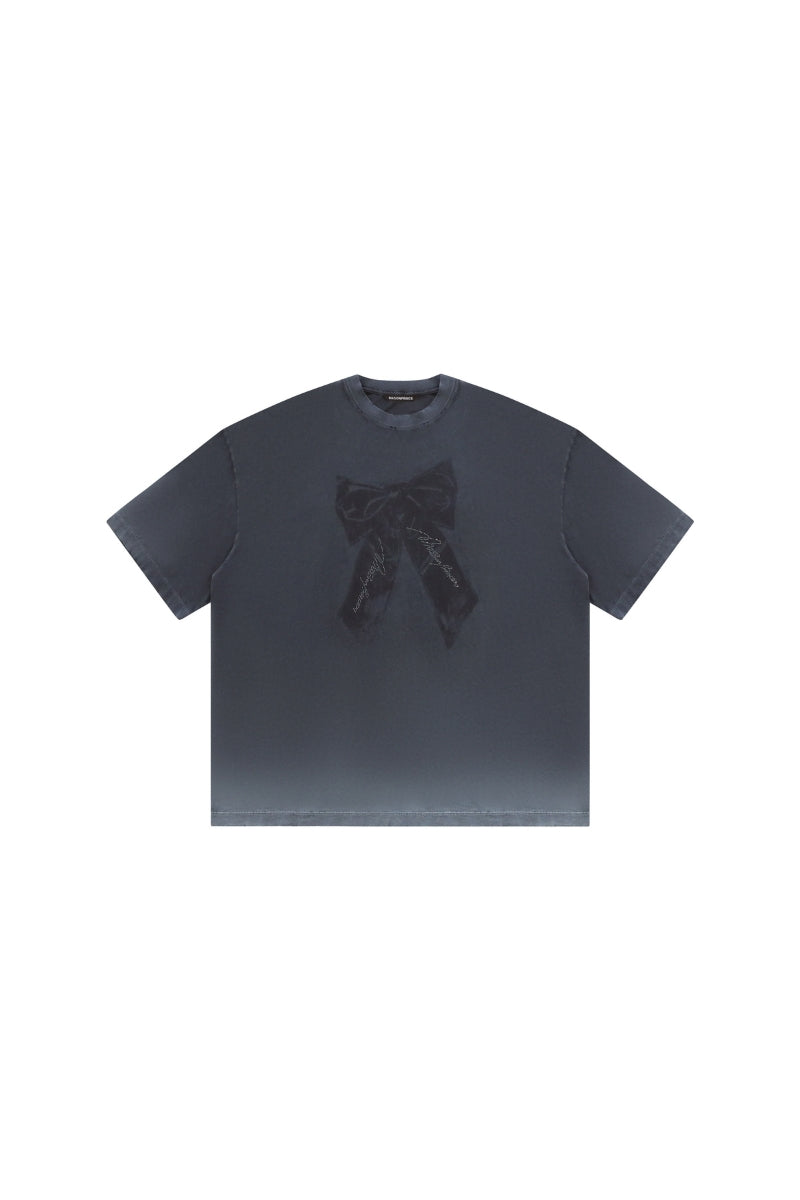 MASONPRINCE Bow Rhinestone Printed Washed Tee