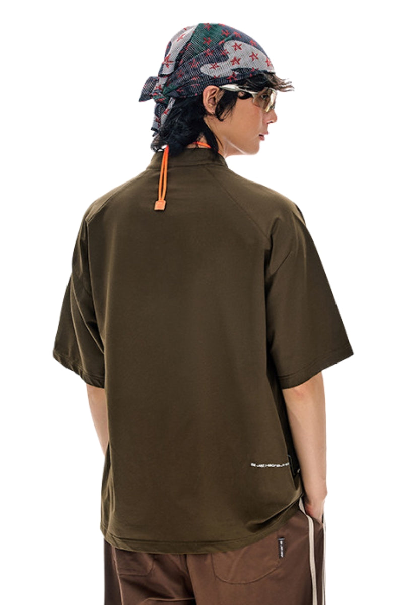 BJHG Men Stand‑Collar Short Sleeve Polo Summer American Casual Quick Dry Top