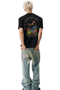 MEDM Casual Versatile Embroidered Letter Crew Neck Couple Tee