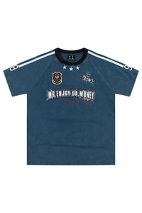 MEDM Denim Patch Embroidery Washed Tee