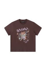 Dangerouspeople DSP Hand‑Drawn Guitar Cat Cotton Couple Tee