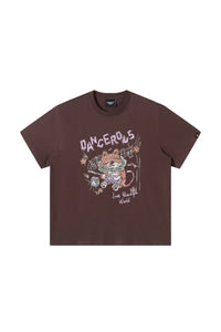 Dangerouspeople DSP Hand‑Drawn Guitar Cat Cotton Couple Tee