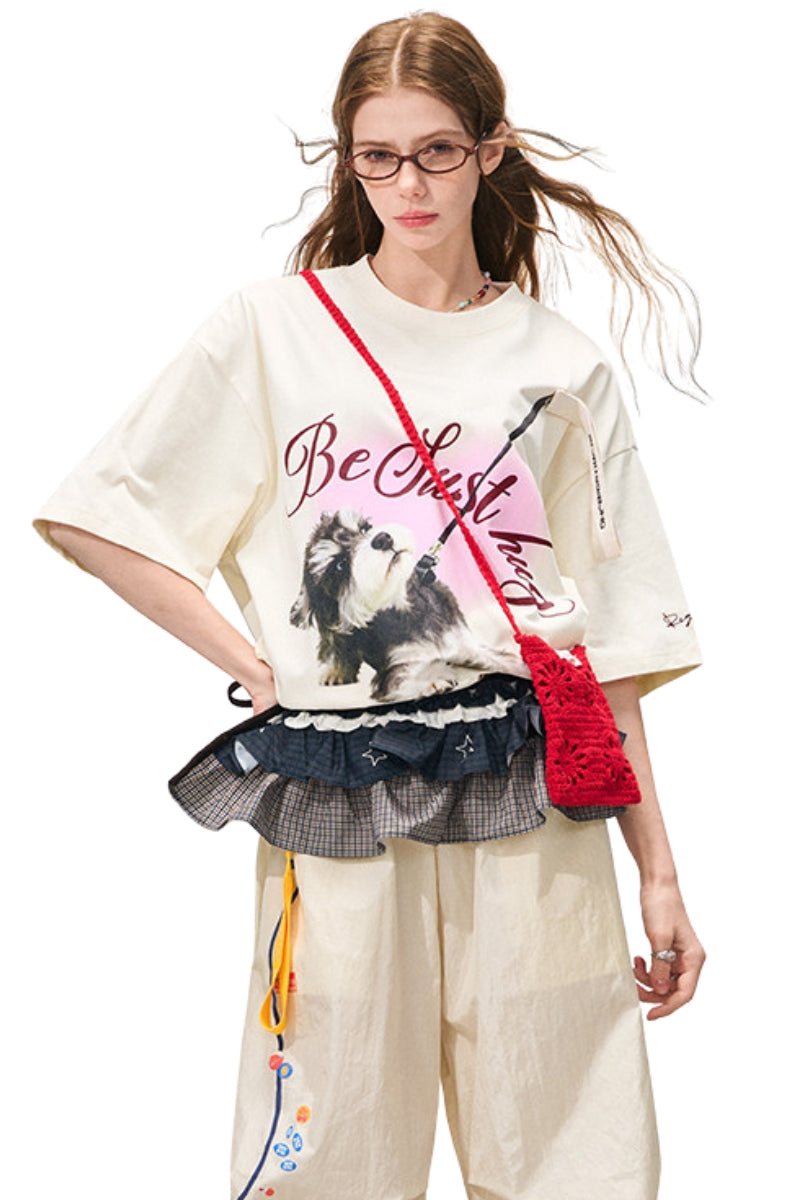 BJHG Unisex Puppy Print Couple Tee