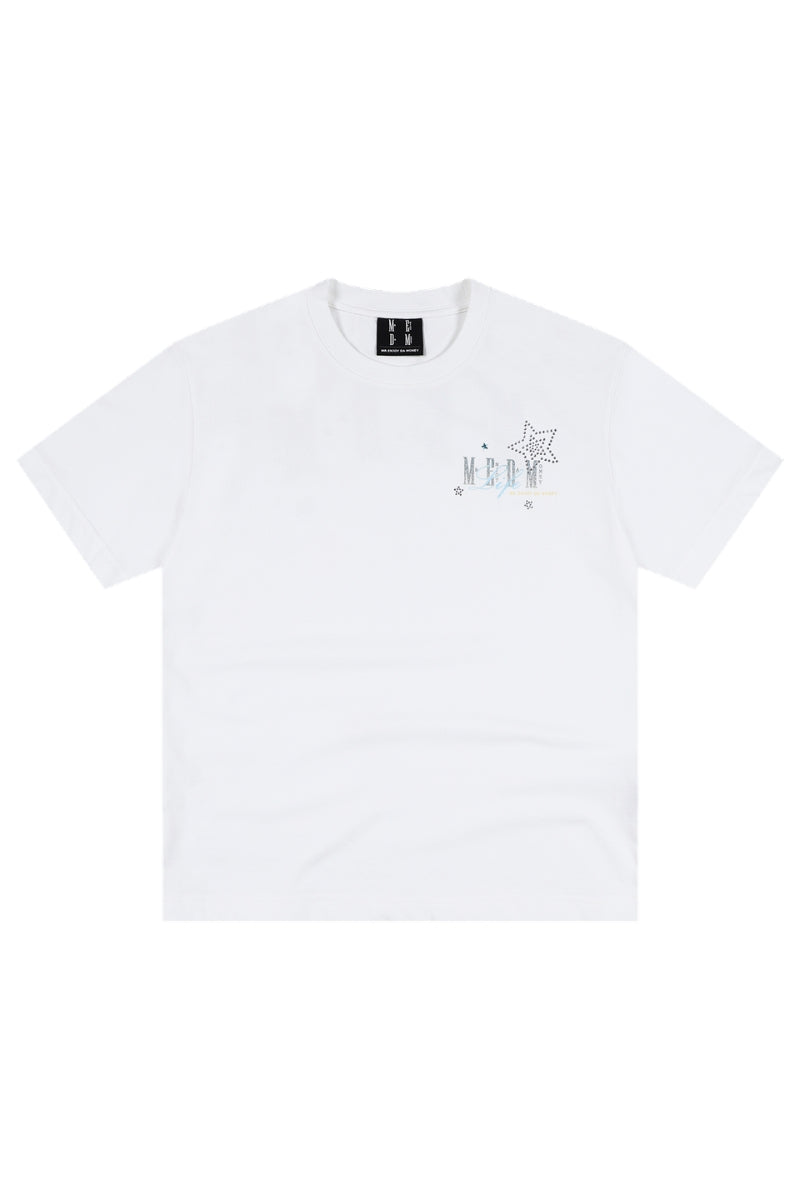 MEDM Glitter Star Rhinestone Logo Loose Couple Tee