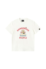 DangerousPeople DSP｜Fun Cartoon Mini‑D Print Heavyweight 100% Cotton Drop‑Shoulder T‑Shirt