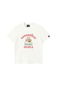 DangerousPeople DSP｜Fun Cartoon Mini‑D Print Heavyweight 100% Cotton Drop‑Shoulder T‑Shirt