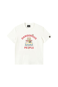 DangerousPeople DSP｜Fun Cartoon Mini‑D Print Heavyweight 100% Cotton Drop‑Shoulder T‑Shirt