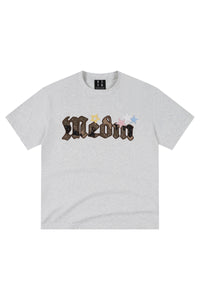 MEDM Leather Star Camo Dot Patch Embroidery Men Heavyweight T-Shirt