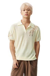 MEDM Vine Embroidered Vintage Casual Tee