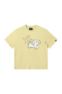 Dangerouspeople DSP Cording Embroidery Letter Puppy T‑Shirt Loose Casual Streetwear Unisex Tee