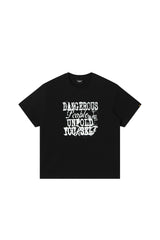 Dangerouspeople DSP Gradient Letter Print T‑Shirt Summer Unisex Couple Streetwear Tee