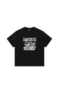 Dangerouspeople DSP Gradient Letter Print T‑Shirt Summer Unisex Couple Streetwear Tee