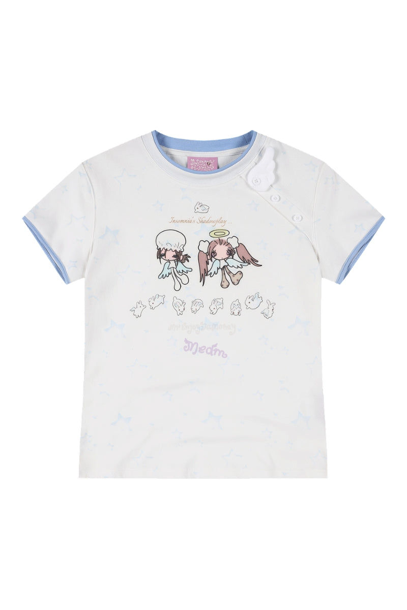 MEDM × Niaoyiyi | Angel Star Print Slim Women Tee