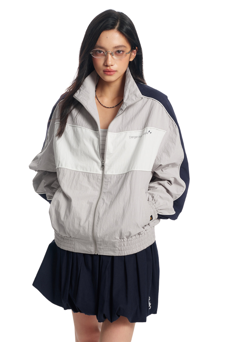 Dangerouspeople | Color Block Letter Zip Jacket