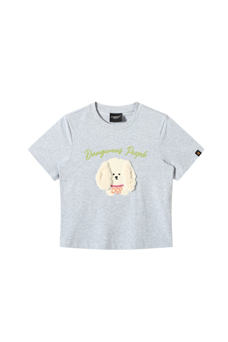 Dangerouspeople DSP 3D Fuzzy Dog Fitted Sorona Cool‑Touch Tee