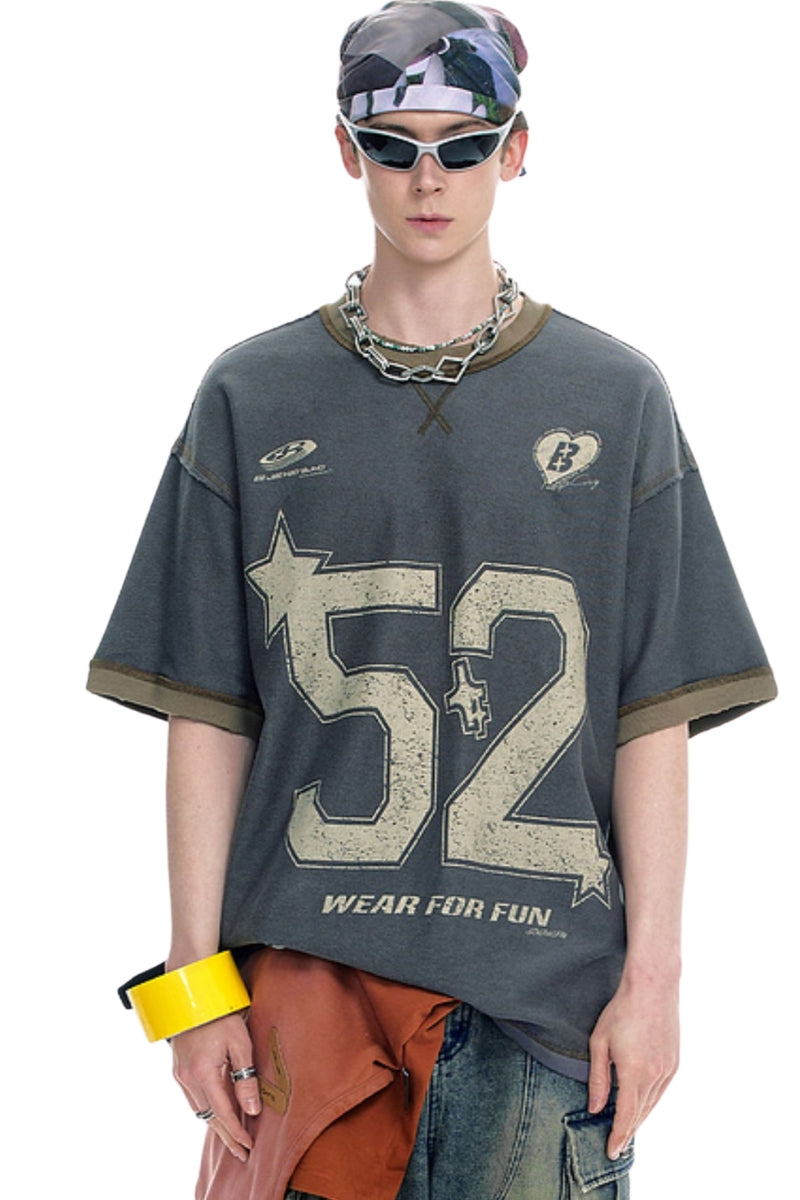 BJHG Unisex Vintage Jersey Tee Summer Outdoor Sports Couple Top
