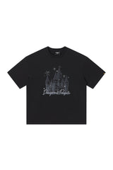 Dangerouspeople DSP Small‑D Castle Firework Embroidery Loose Tee