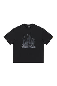 Dangerouspeople DSP Small‑D Castle Firework Embroidery Loose Tee