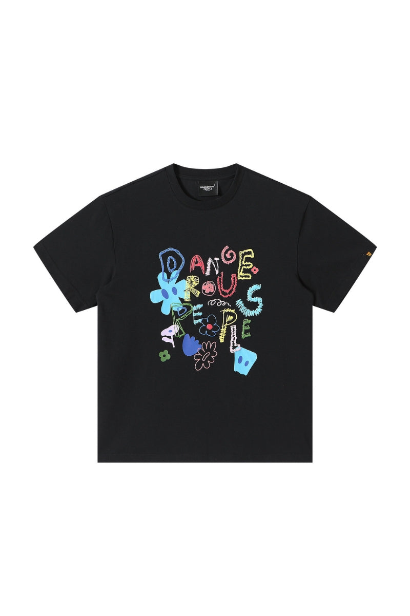 Dangerouspeople DSP Colorful Flower Graffiti T‑Shirt | Solona Streetwear Unisex Short Sleeve Top
