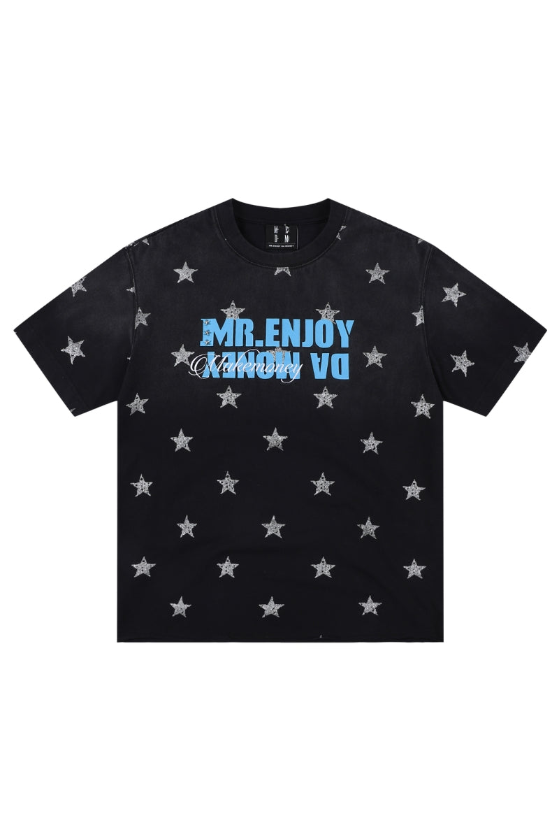 MEDM Contrast Star Logo Vintage Loose Unisex T-shirt