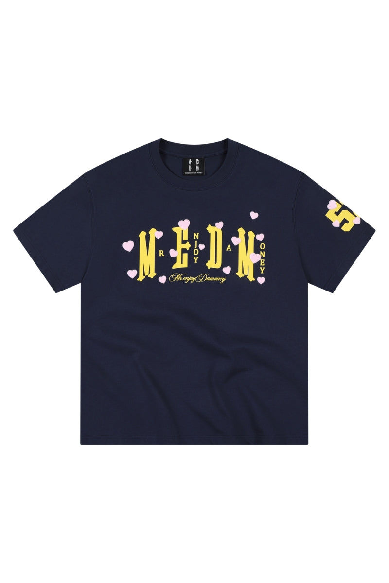 MEDM No.52 Flocked Heart Print Heavy Cotton T-shirt Couple