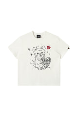 Dangerouspeople DSP Cat Dog Heart Print Drop‑Shoulder Unisex T‑Shirt
