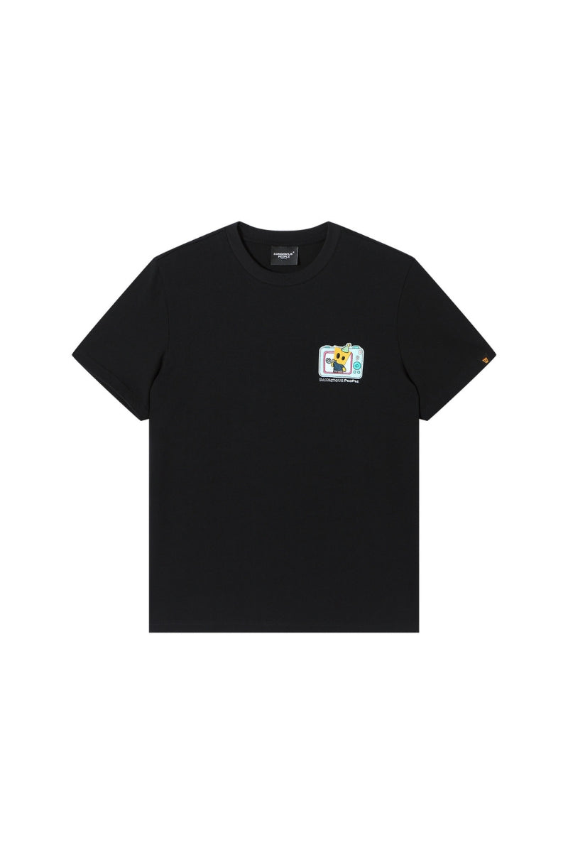 Dangerouspeople｜Fun Small‑D Camera Print Drop‑Shoulder Couple T‑Shirt