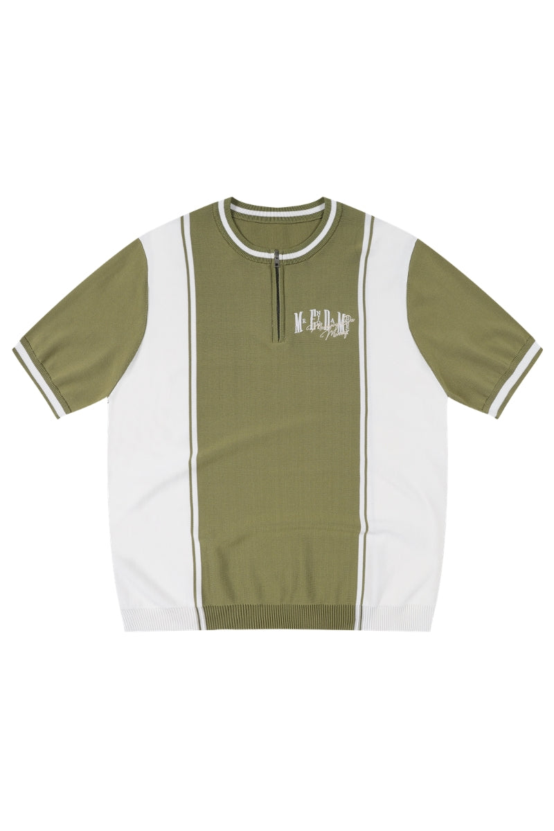 MEDM Old Money Color Block Knit Set Drop Shoulder Tee