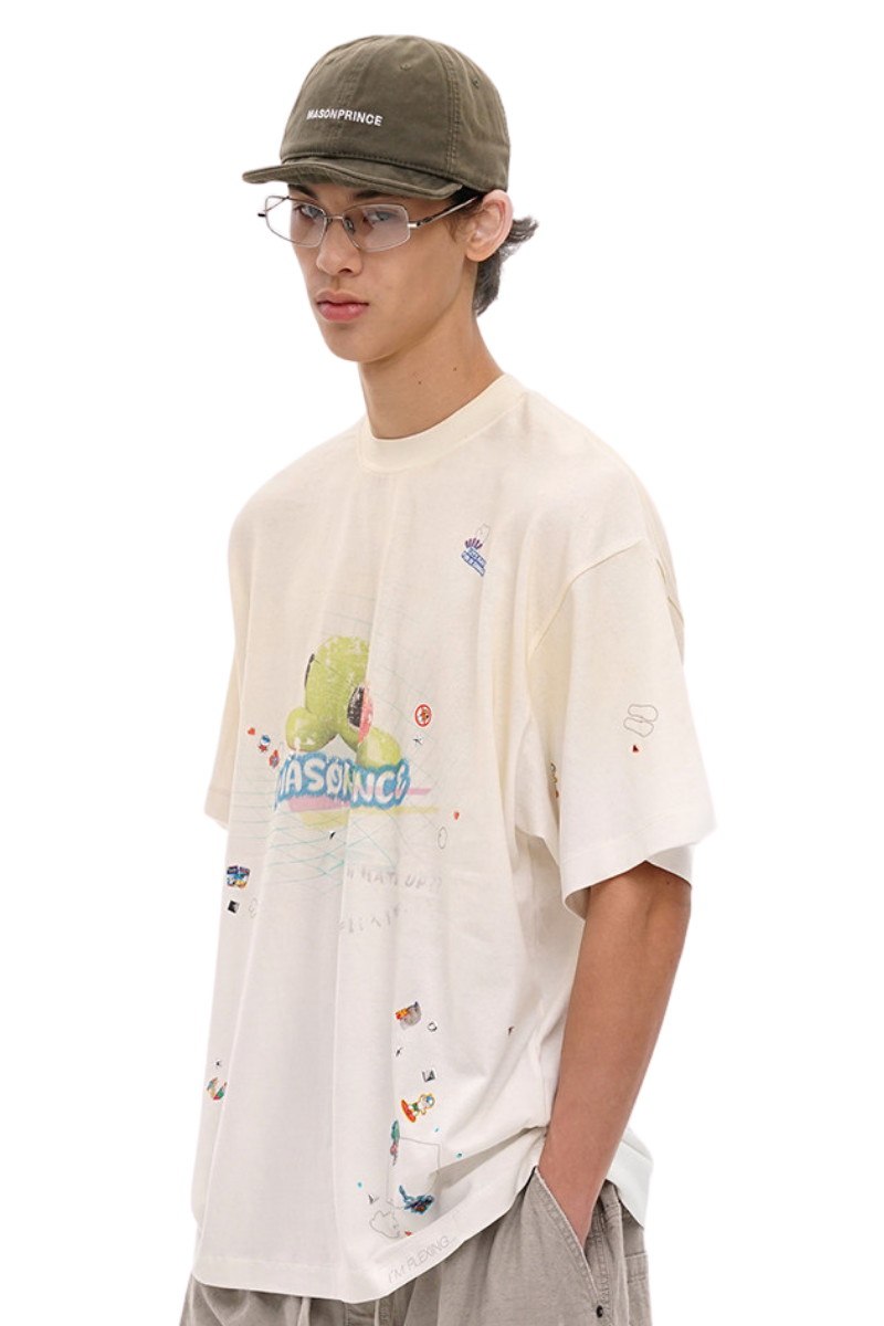 Masonprince Sticker Rhinestone Short-Sleeve T-Shirt