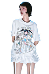 MEDM × Niaoyiyi | Angel Wing Sleeve Strap Women Tee