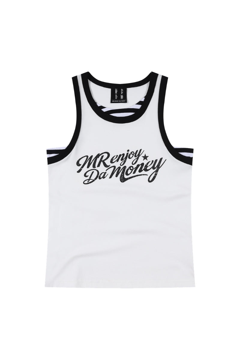 MEDM Fake Two-Piece Stripe Spliced Women Racerback Tank