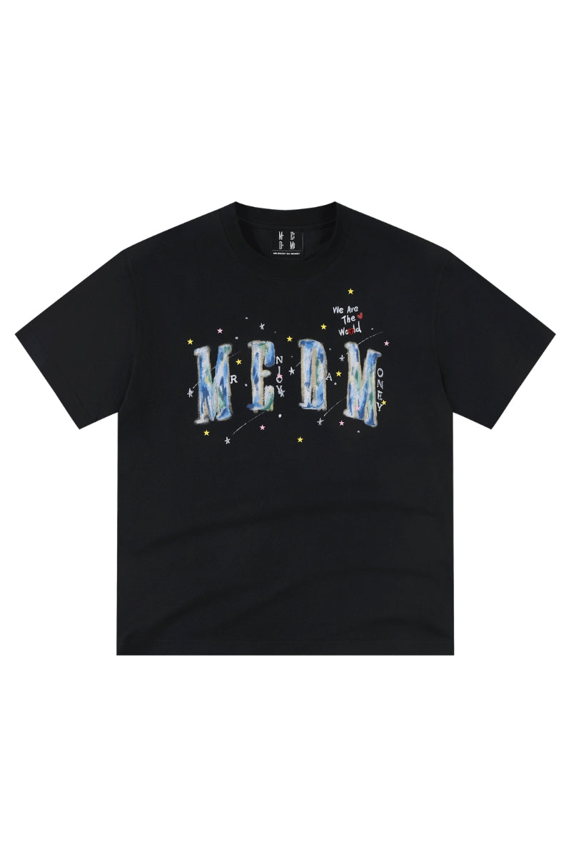 MEDM One Earth Print Star Jelly Gel Letter Washed Tee