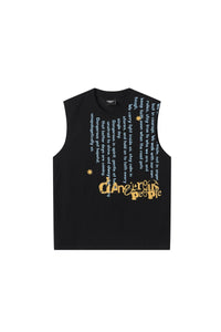 Dangerouspeople DSP Contrast Graffiti Loose Tank Top Sorona Cool‑Feel Sleeveless Shirt