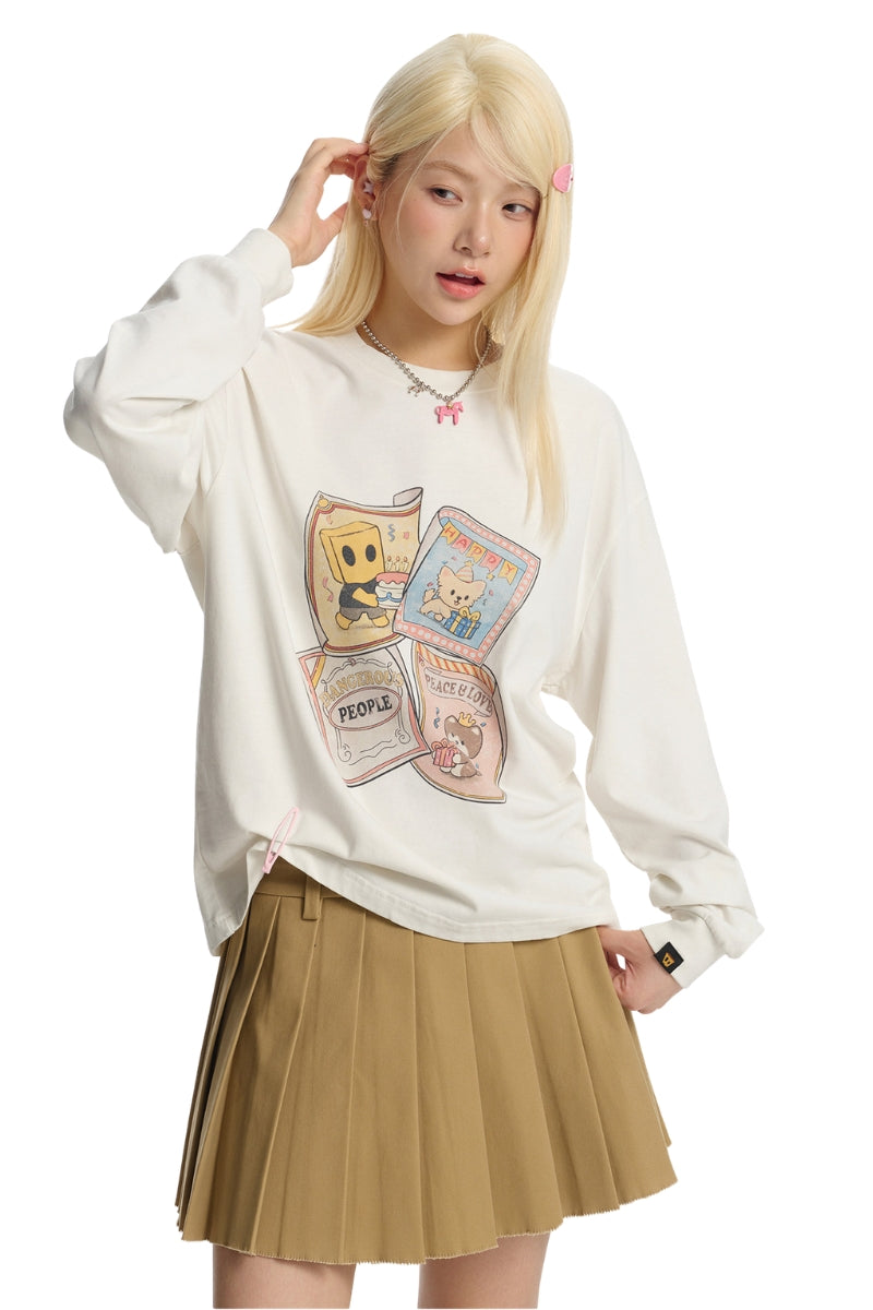 Dangerouspeople｜American Vintage 100% Cotton Long Sleeve Poster Print Tee