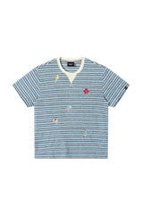 Dangerouspeople DSP Fun Embroidery Dessert Stripe Drop‑Shoulder Unisex T‑Shirt