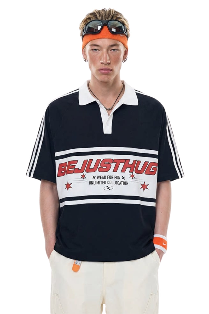 BJHG｜Retro Color‑Block Stripe Polo Shirt, Unisex