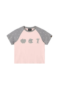 Dangerouspeople DSP Cute Polka‑Dot Apple Raglan Sleeve Sorona Short Sleeve Tee