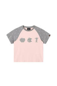 Dangerouspeople DSP Cute Polka‑Dot Apple Raglan Sleeve Sorona Short Sleeve Tee